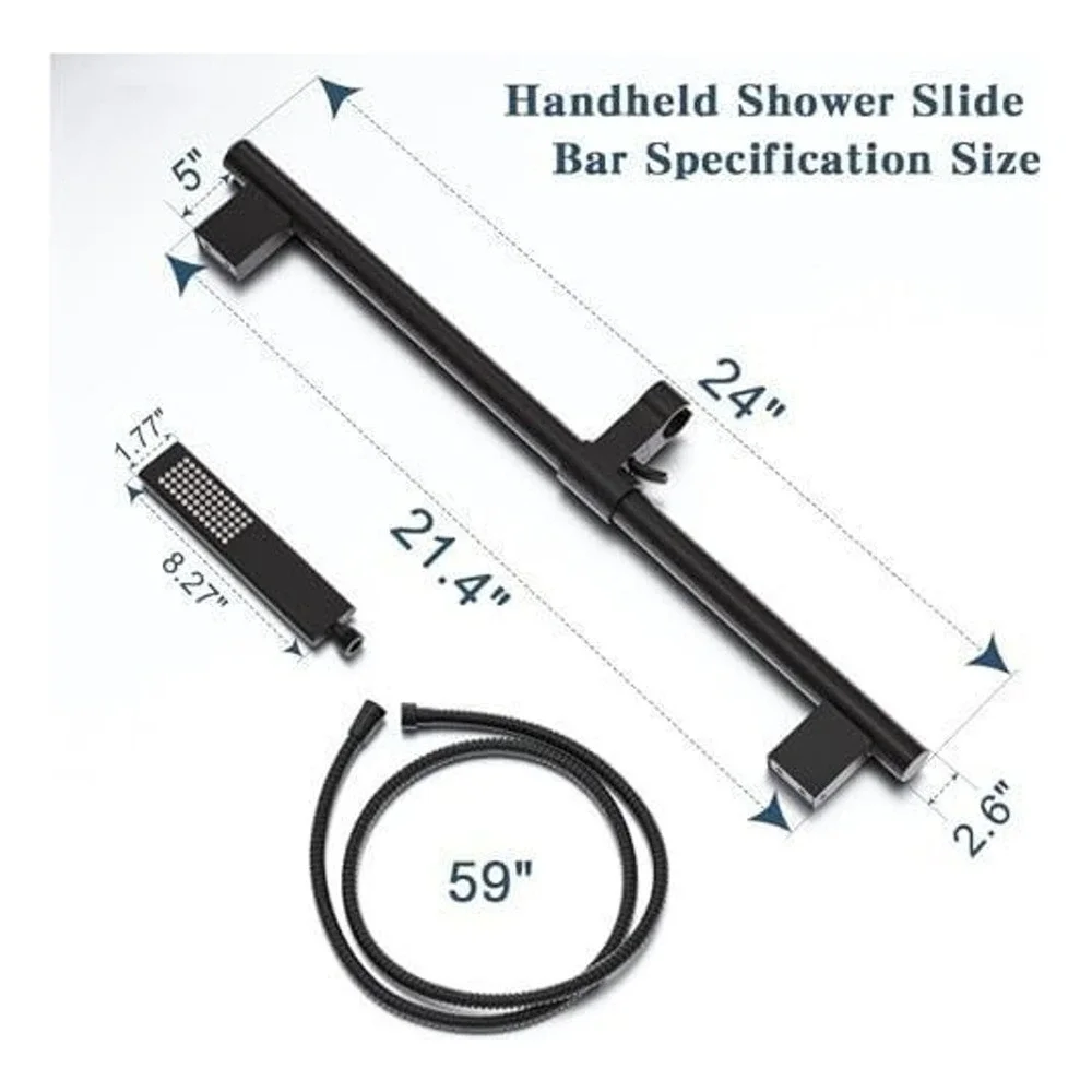 Matte Black Handheld Shower Head Set with 24